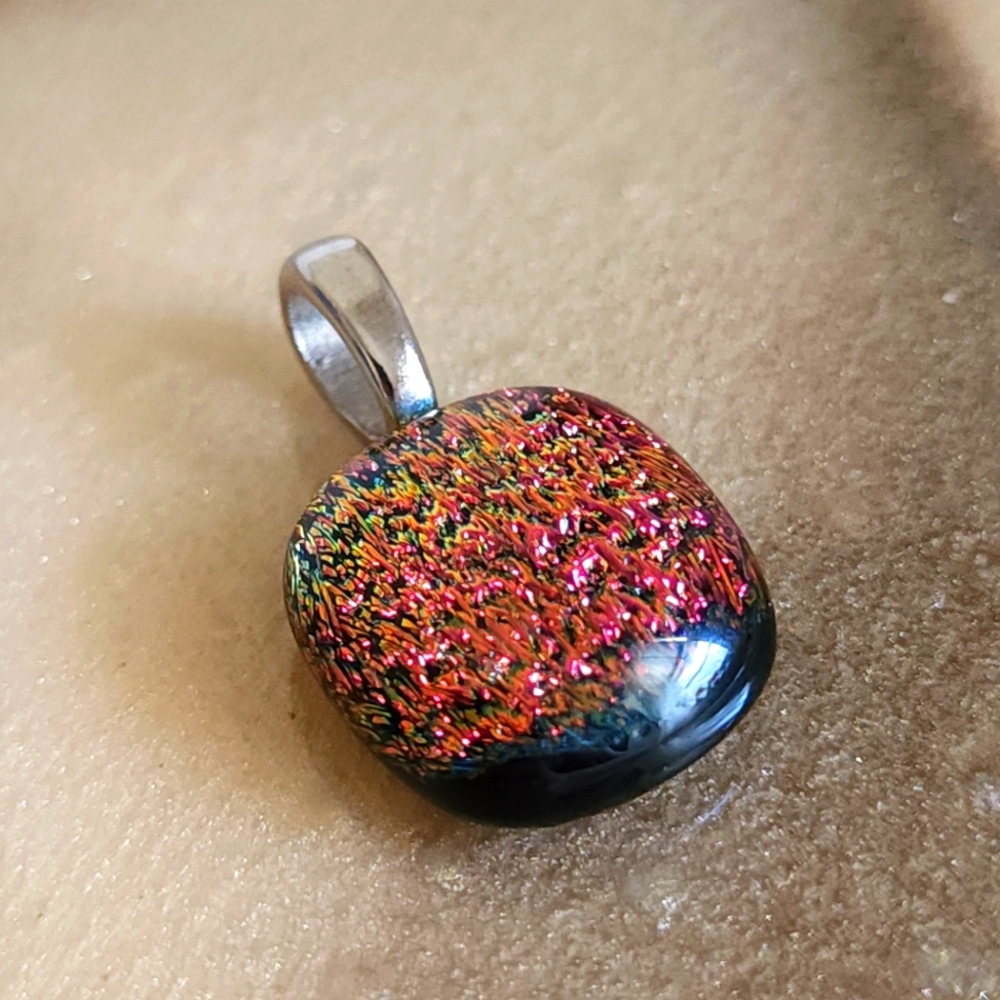 Multicolored Dichroic Art Glass Pendant